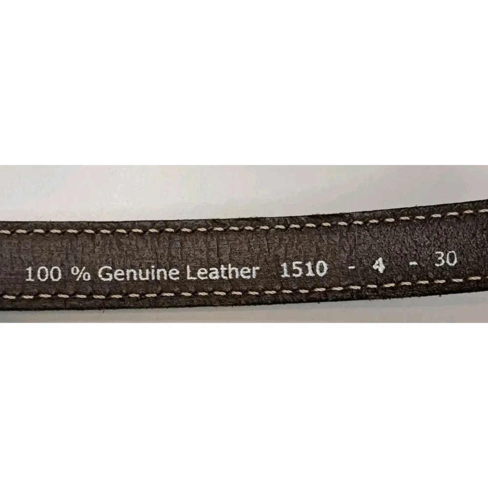 M Toulouse Brown Saddle Leather Belt 30 Embroidered Western Cowgirl Brass Buckle